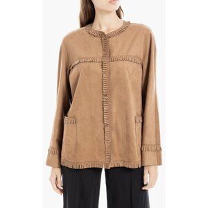 Women's Max Studio Fringe Faux Suede Button-Front Jacket Sz Large NEW